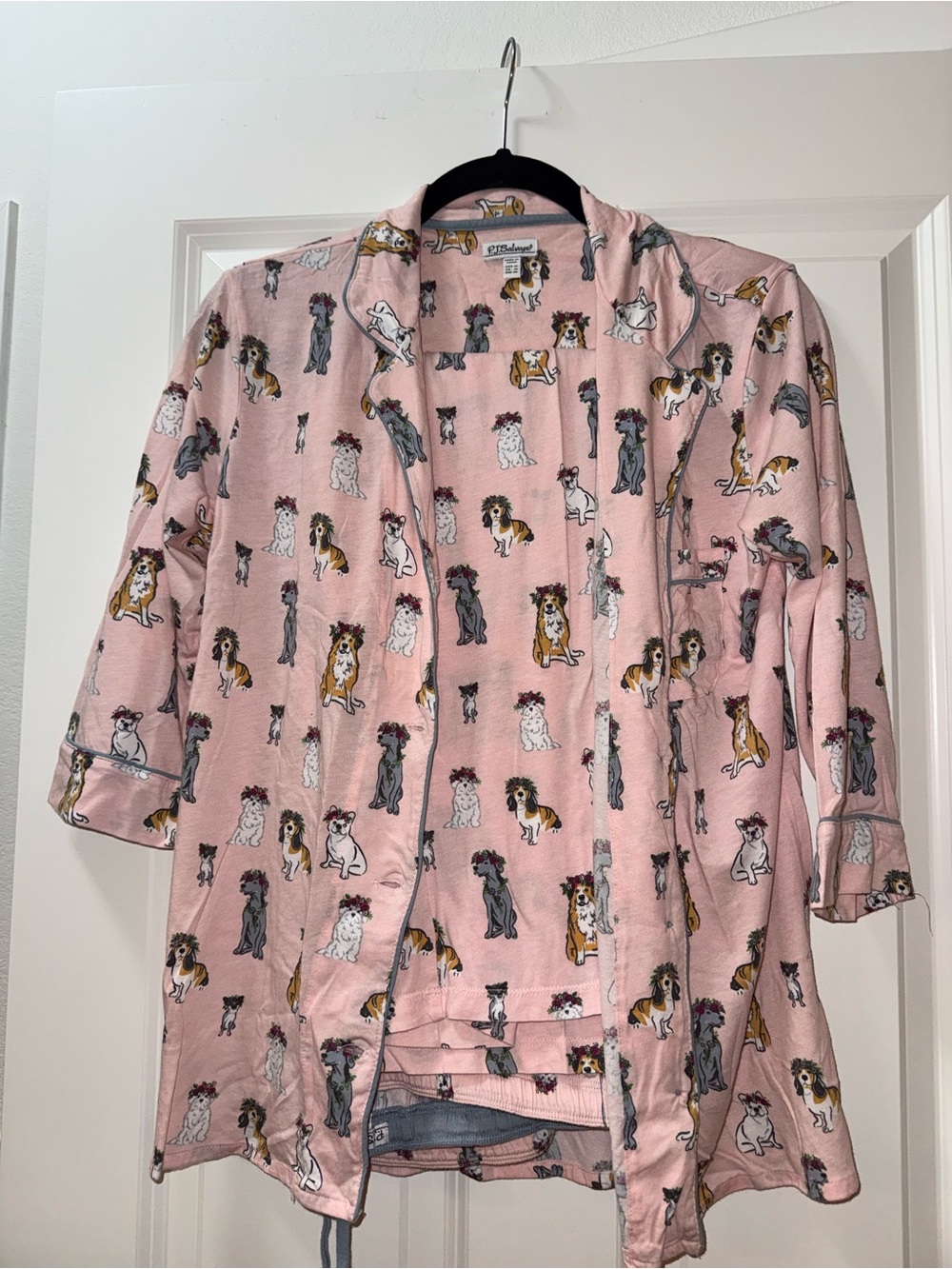 PJ salvage Pink Dog Print Pajama set 3/4 sleeve